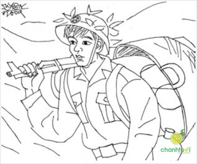tranh tô màu chú bộ đội-2