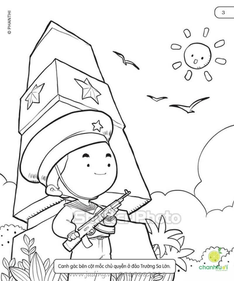 tranh tô màu chú bộ đội-5