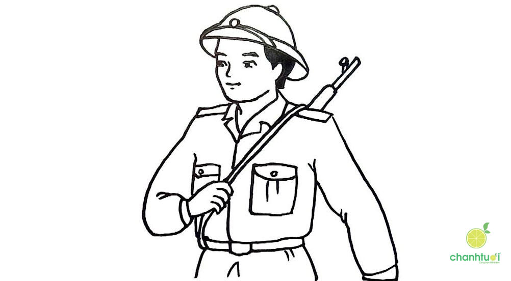 tranh tô màu chú bộ đội