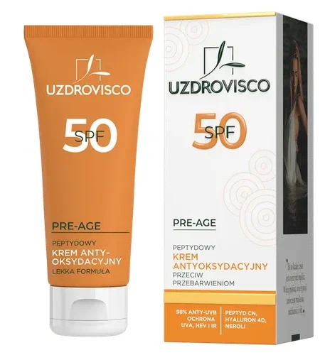 Kem chống nắng Uzdrovisco Pre-age, Peptydowy Krem Antyoksydacyjny Przeciw Zmarszczkom SPF 50