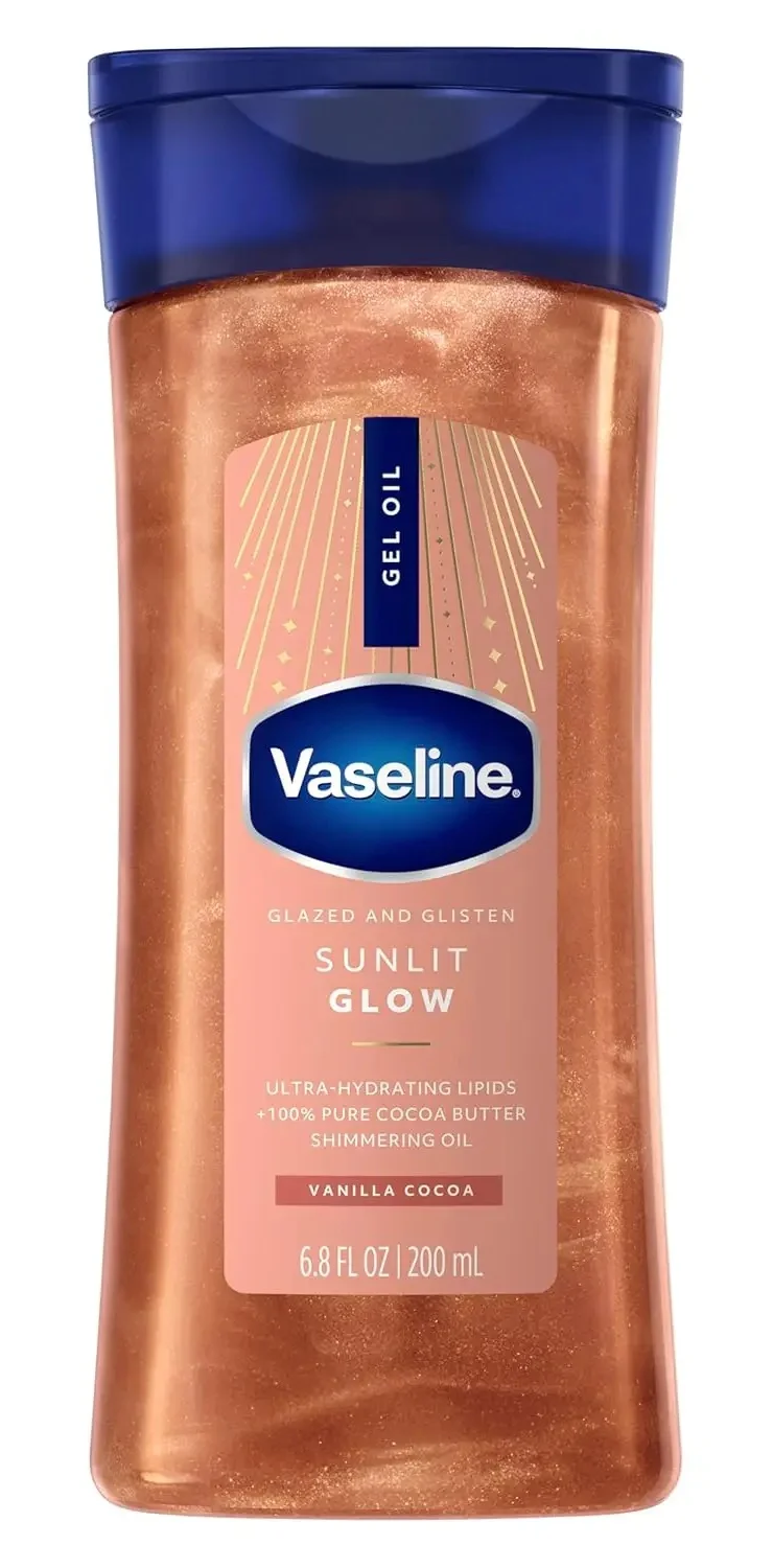 Dầu dưỡng thể Vaseline Glazed And Glisten Vanilla Cocoa Shimmering Gel Body Oil - Sunlit Glow