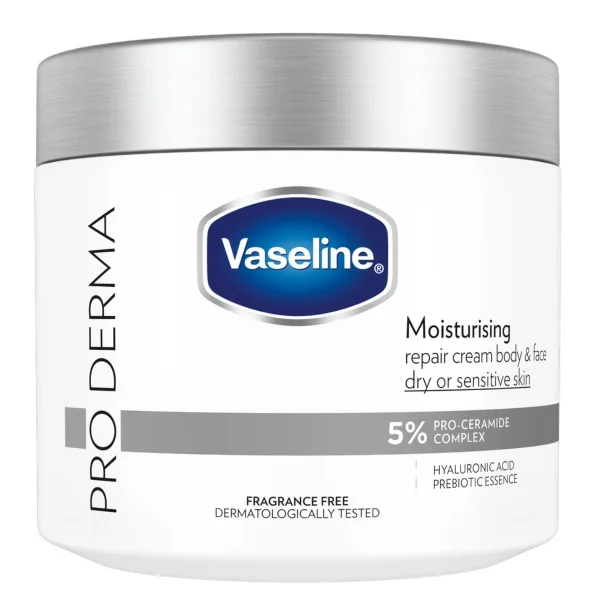 Vaseline Pro Derma Moisturising Repair Cream Body & Face (fragrance-free)