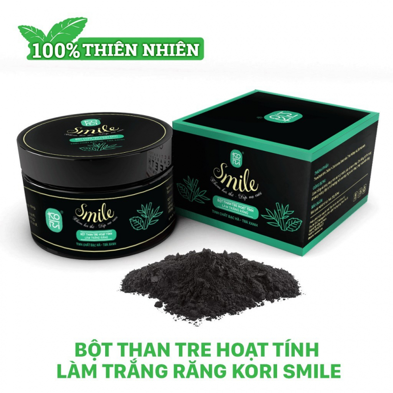 Bột trắng răng than hoạt tính Kori Smile