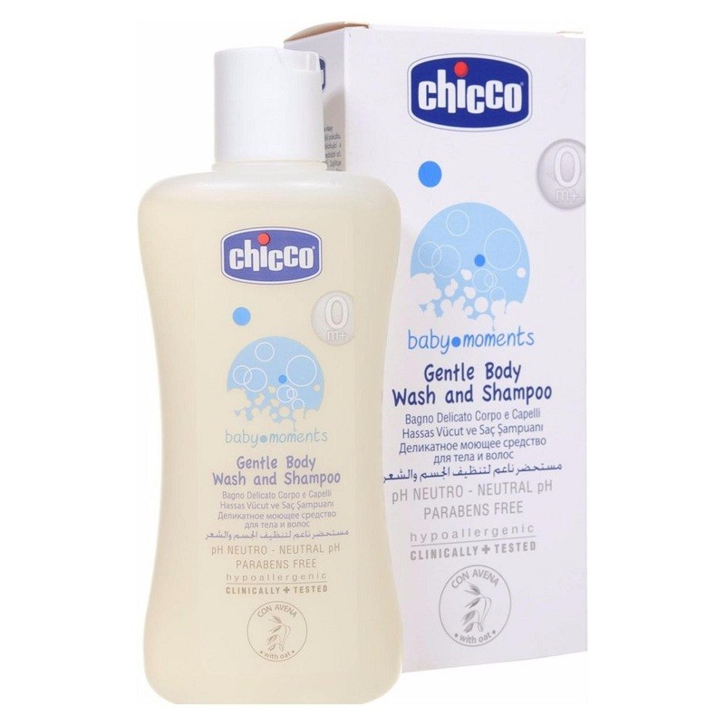 Sữa tắm gội dưỡng ẩm, chống rôm sảy chiết xuất Yến Mạch Chicco 0M+