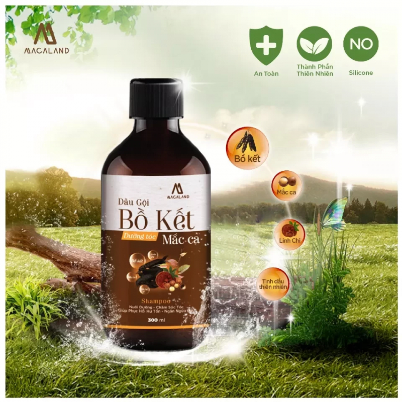 Dầu gội Bồ Kết dưỡng tóc phục hồi hư tổn dầu Macadamia