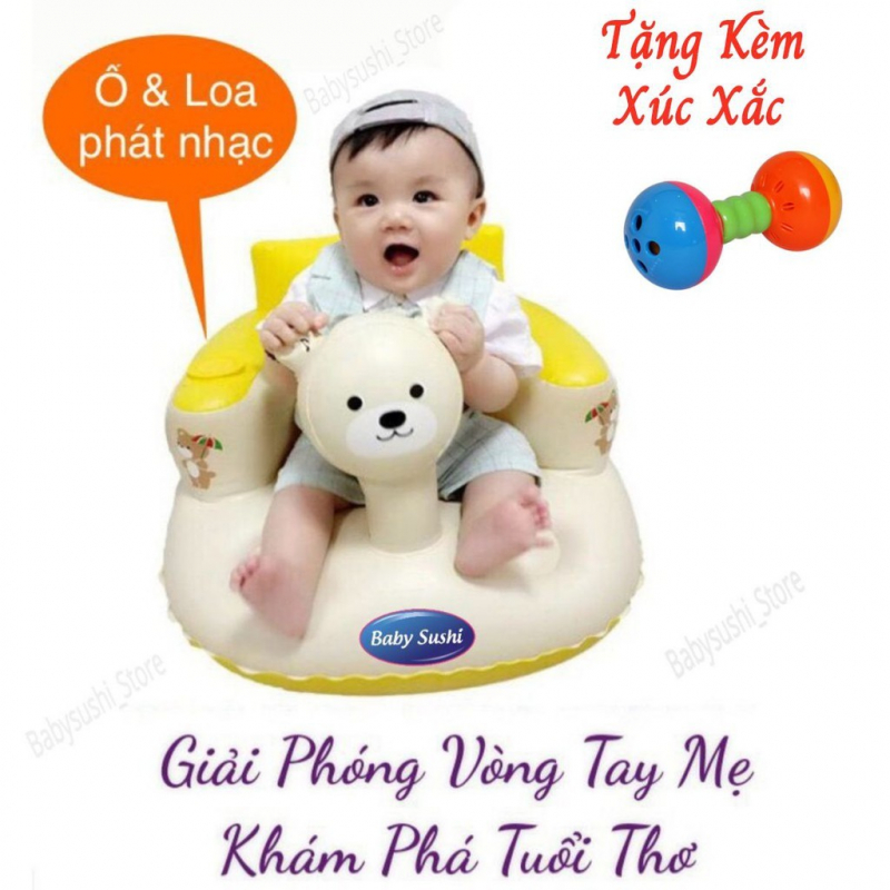 Ghế tập ngồi cho bé đa chức năng,ghế hơi phát nhạc giúp bé thích thú và ham ăn