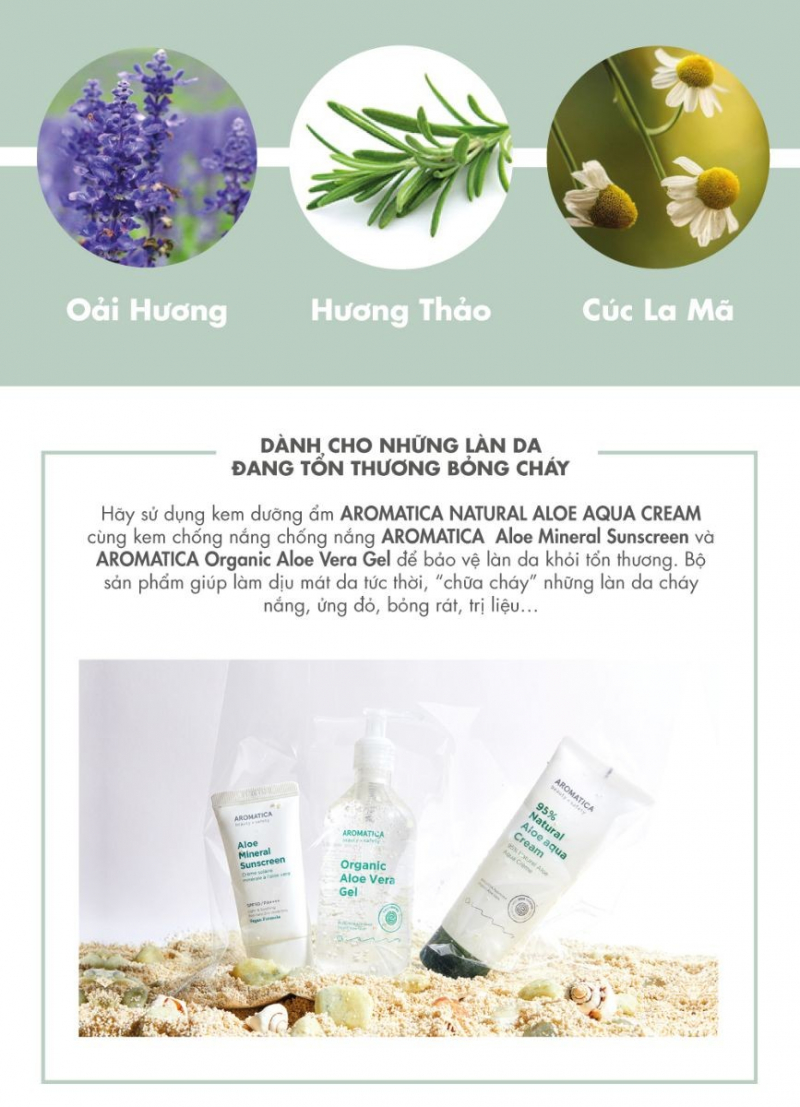 Kem dưỡng ẩm chiết xuất lô hội hữu cơ Aromatica Natural Aloe Aqua Cream