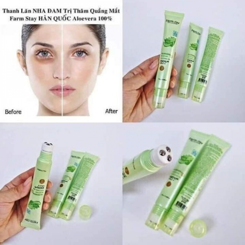 Tuýp Lăn Trị Thâm Quầng Mắt Aloe Vera 92 mới nhất 2023 30 Aloe Vera 92% Farmstay