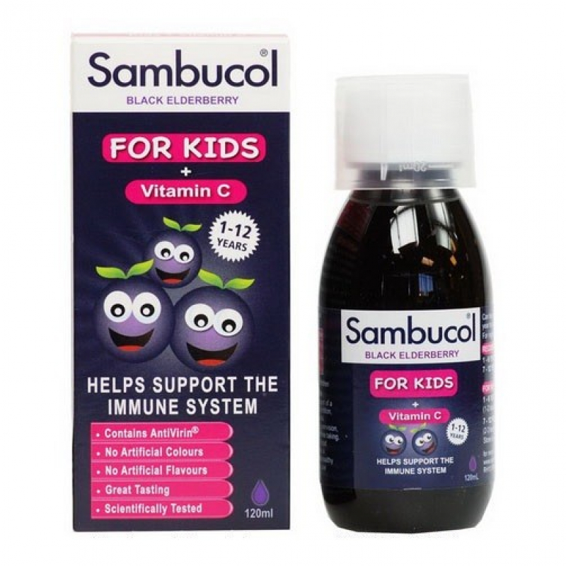 Siro tăng đề kháng cho bé Sambucol Black Elderberry Liquid For Kids + Vitamin C