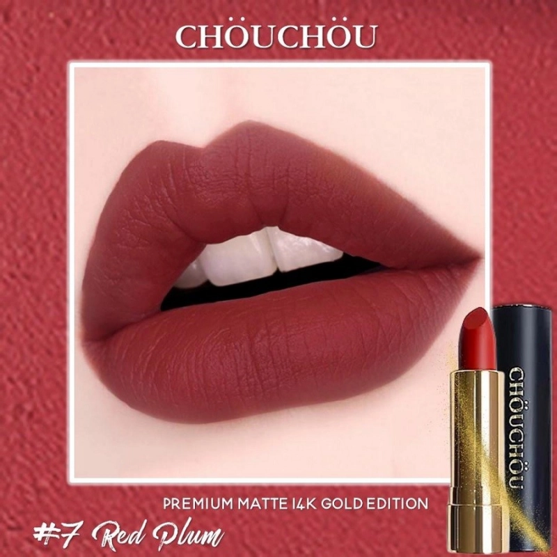 Son màu đỏ mận Chou Chou Premium Matte 14k Gold Edition 3,5g