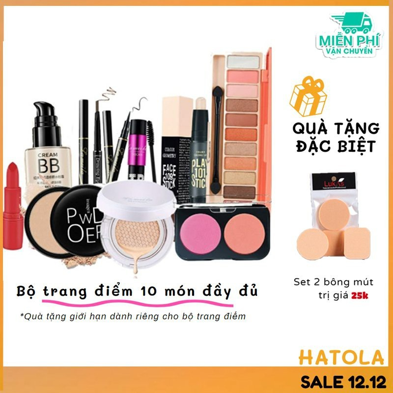 Bộ trang điểm cá nhân đầy đủ 10 món HATOLA