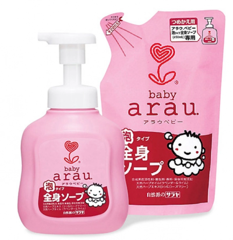 Combo sữa tắm trẻ em Arau Baby bình 450ml + túi 400ml