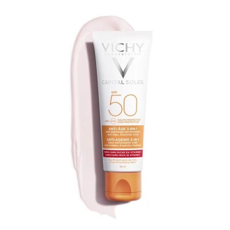 Kem Chống Nắng Bảo Vệ Và Giúp Giảm Các Dấu Hiệu Lão Hóa Vichy Capital Ideal Soleil Anti-Ageing SPF50+ UVB+UVA