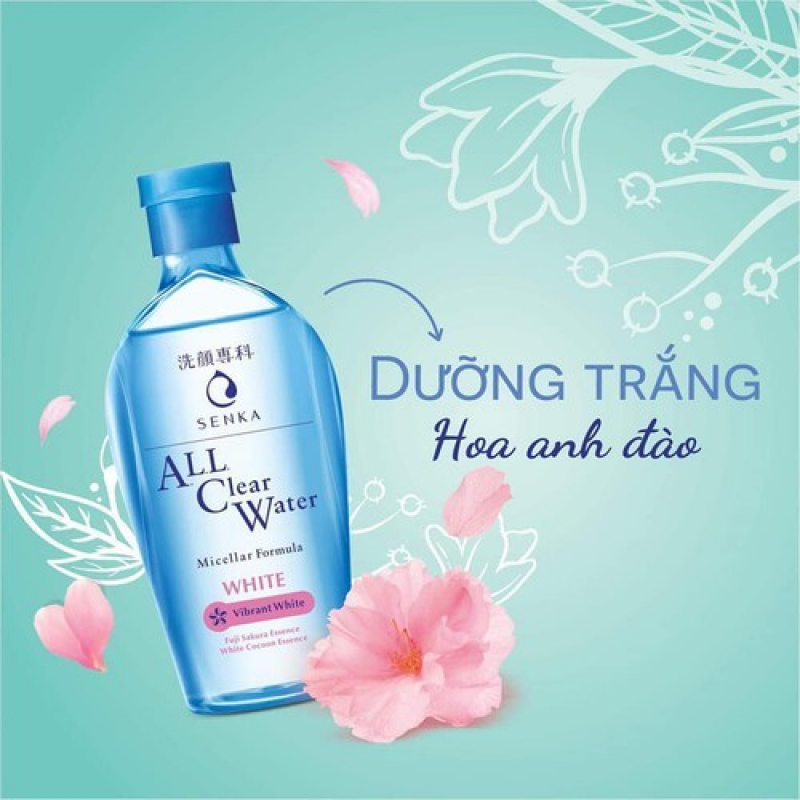 Nước tẩy trang dưỡng trắng Senka All Clear Water Micellar Formula White