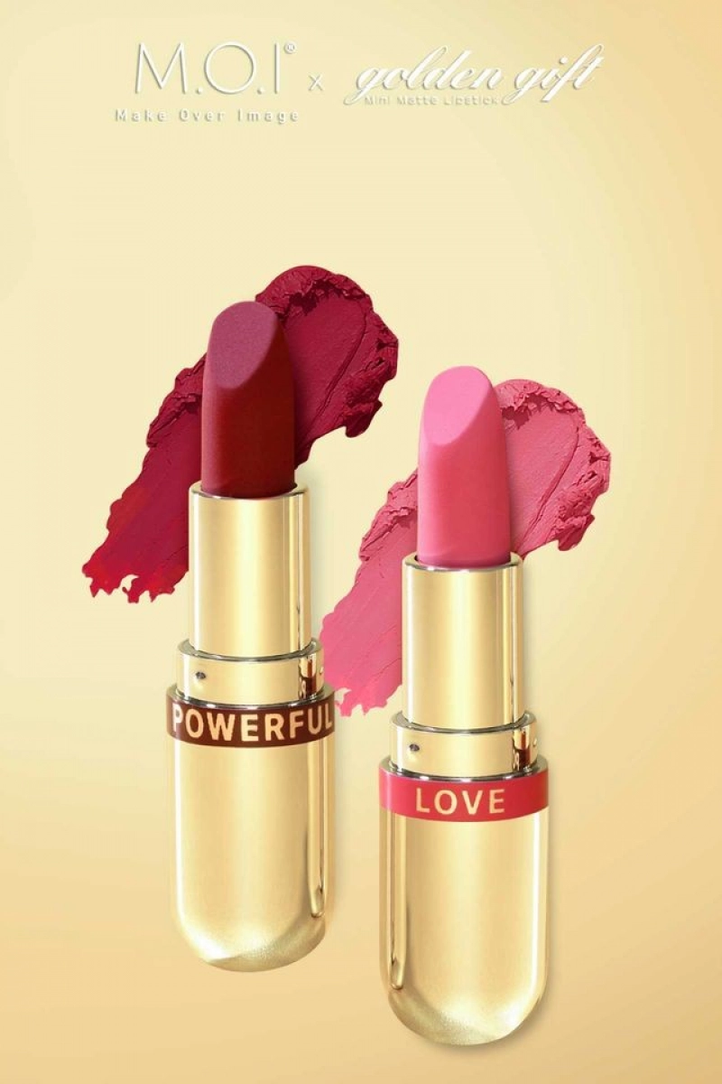 Son màu đỏ mận Son thỏi M.O.I mini Golden Gift - Powerful