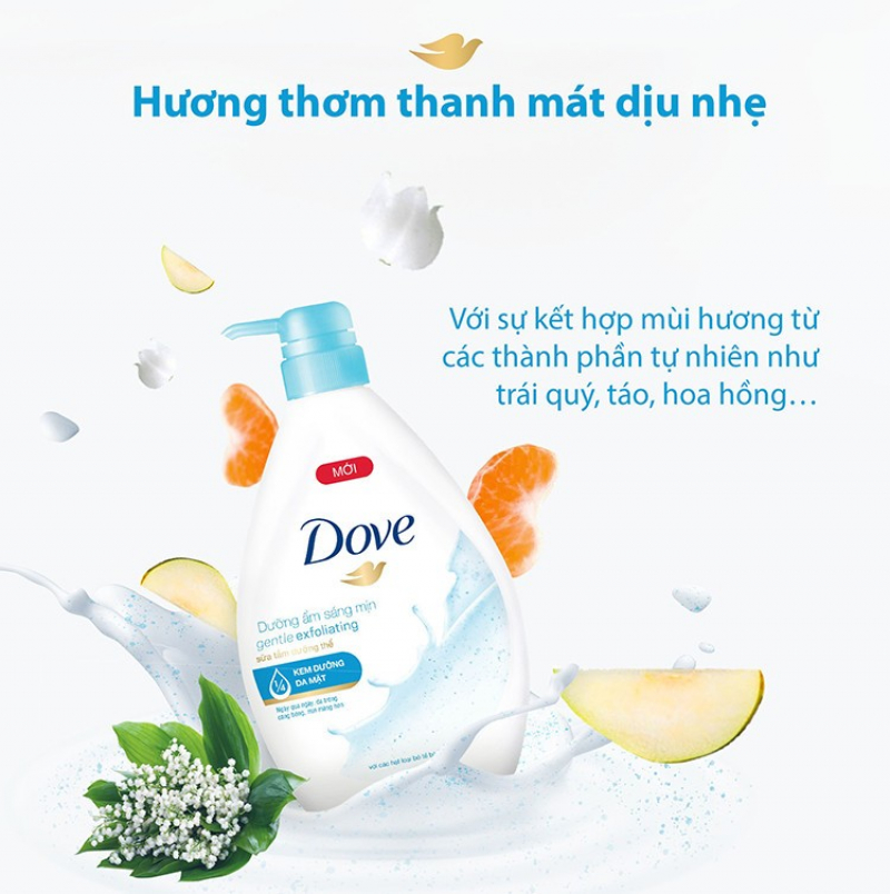 Sữa tắm tẩy tế bào chết Dưỡng Ẩm Sáng Mịn DOVE GENTLE EXFOLIATING