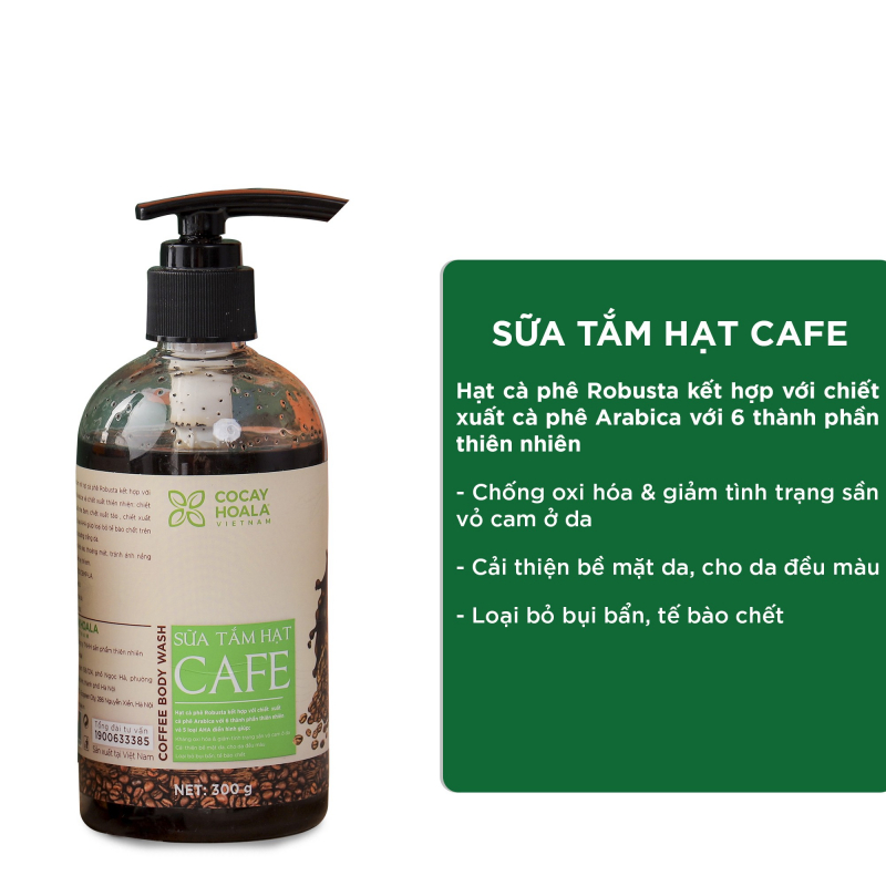 Sữa tắm tẩy tế bào chết Sữa Tắm Cà phê Arabica Cocayhoala