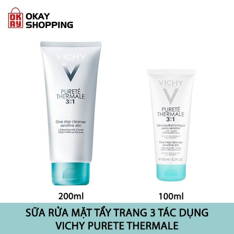 Sữa rửa mặt tẩy trang 3 tác dụng, dành cho da thường, hỗn hợp và nhạy cảm Vichy purete thermal