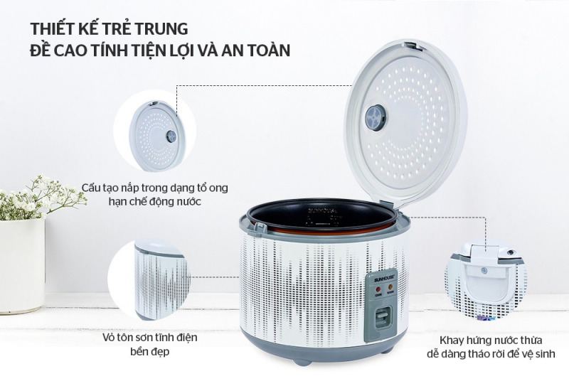 Nồi cơm điện 1.8L Sunhouse SHD8601 (Có vỏ)