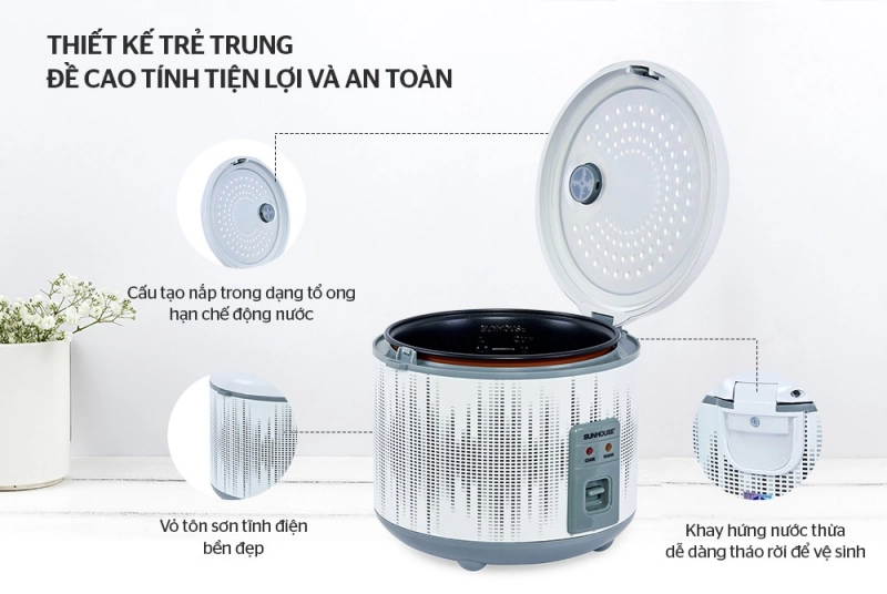 Nồi cơm điện 1.8L Sunhouse SHD8601 (Có vỏ)