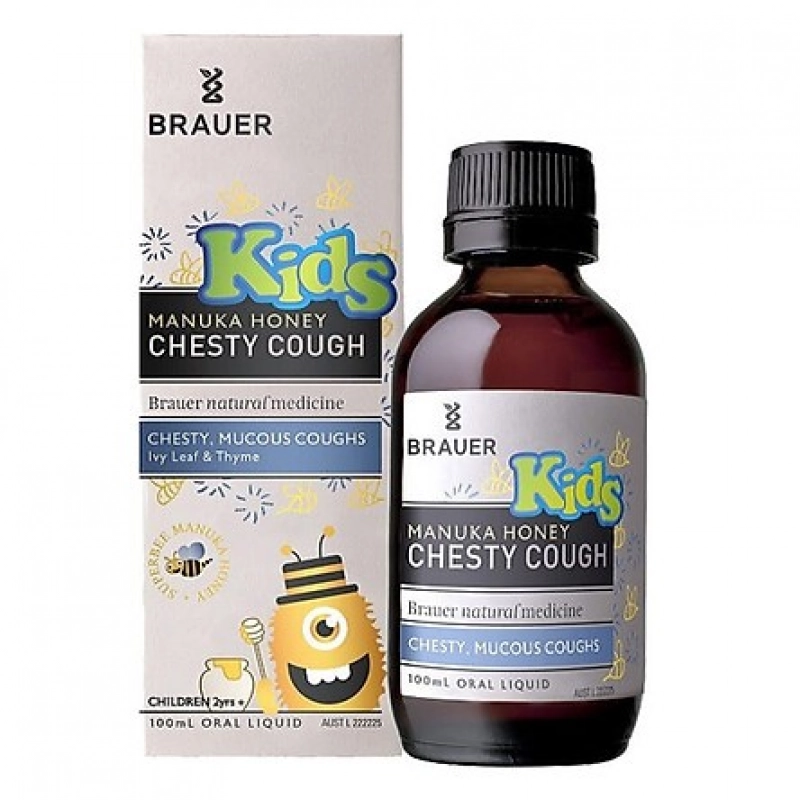 Siro giảm ho có đờm Brauer Kids Manuka Honey Chesty Cough