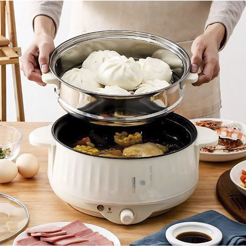 Nồi lẩu điện 4.0L Mishio MK275 kèm xửng hấp inox