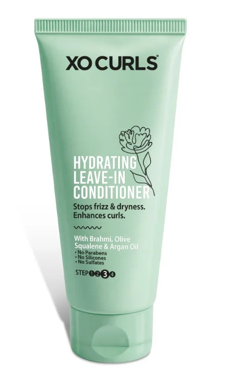 XO Curls Hydrating Leave-in Conditioner, With Brahmi, Olive Squalene & Argan Oil, For Frizz-free, Soft & Shiny Hair, No Sulfates, Silicones Or Parabens, Curl-friendly Formula -