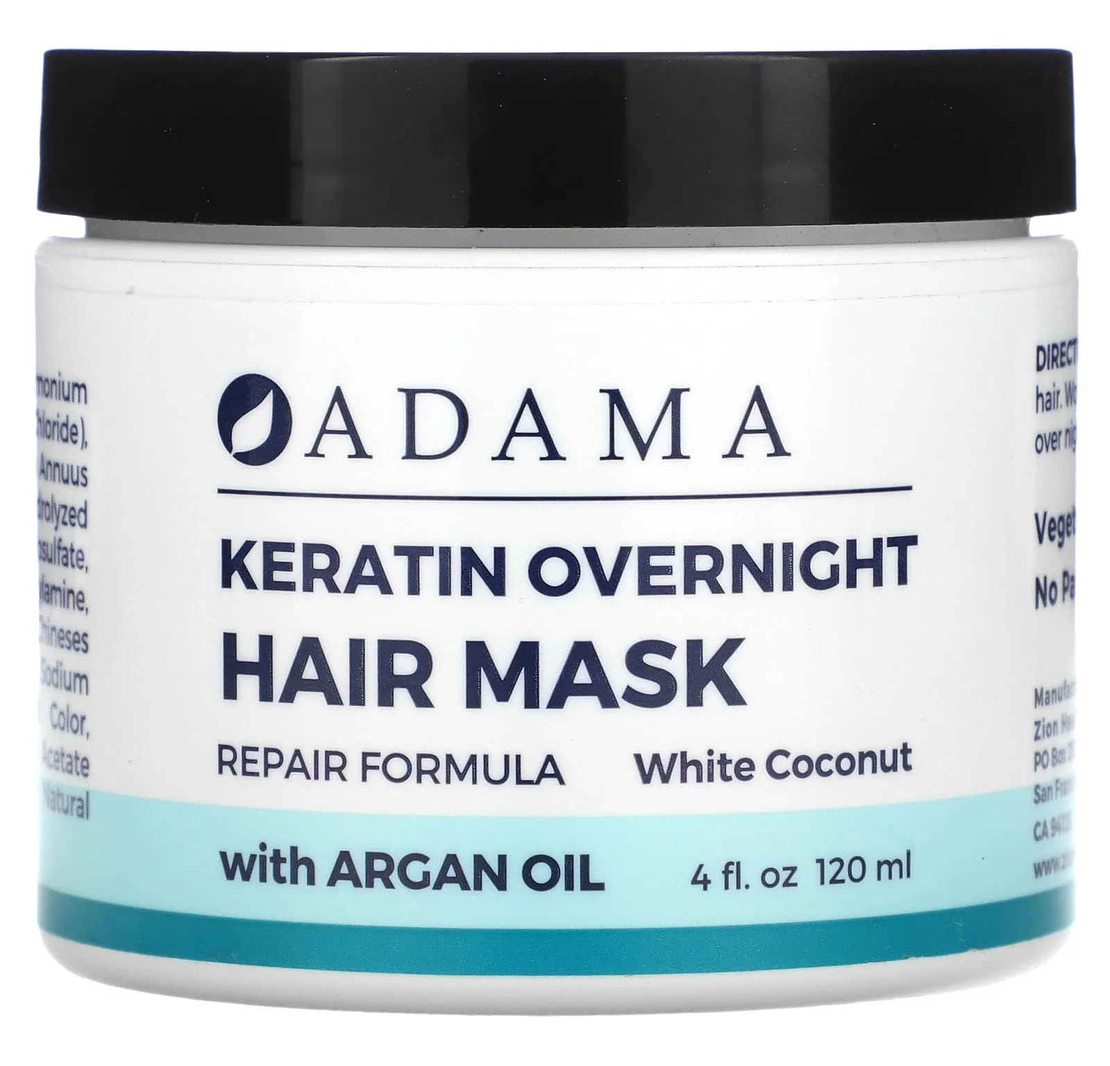 Zion Health Keratin Overnight Hair Mask, White Coconut